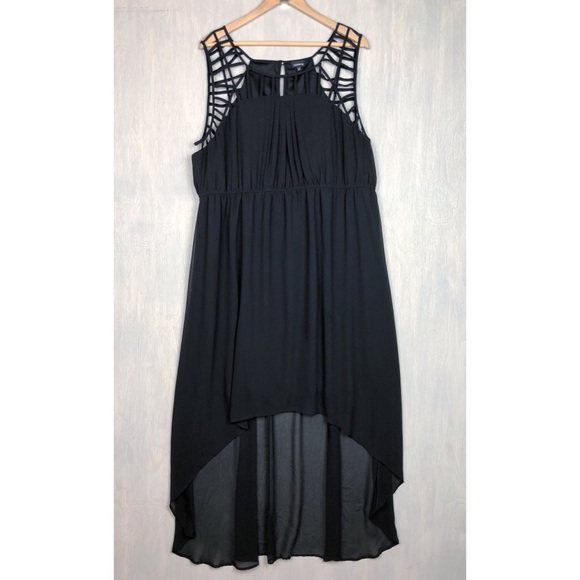 torrid Dresses & Skirts - Torrid caged hi-lo black midi dress 3x